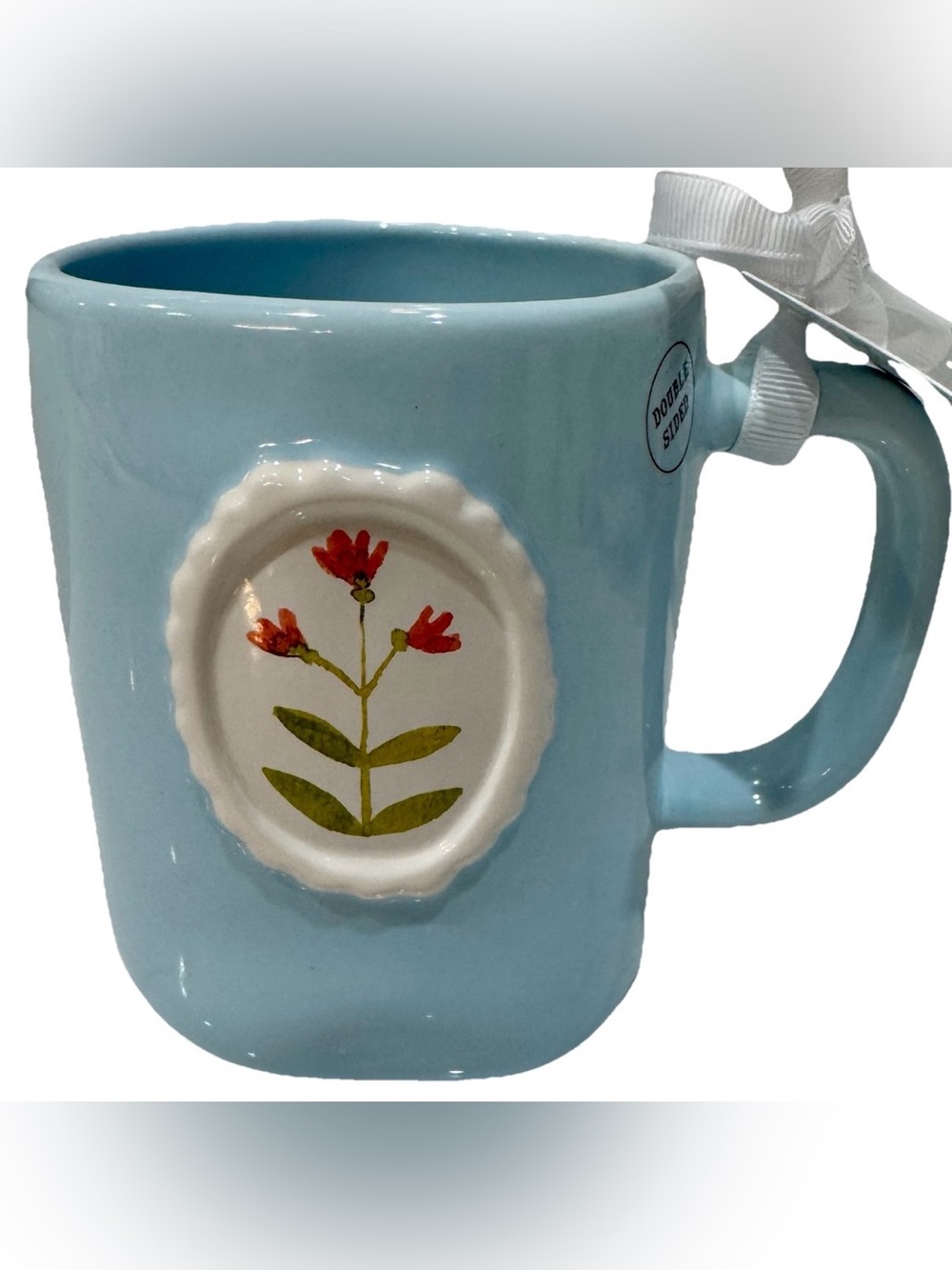 Rae Dunn Blue Coffee Mug w/Flowers “Grateful For Every Little Thing” New